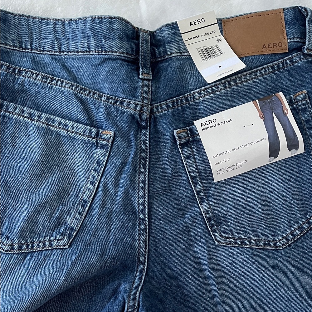 Aeropostale Women’s Relaxed Wide-Leg Jeans - Blue Denim